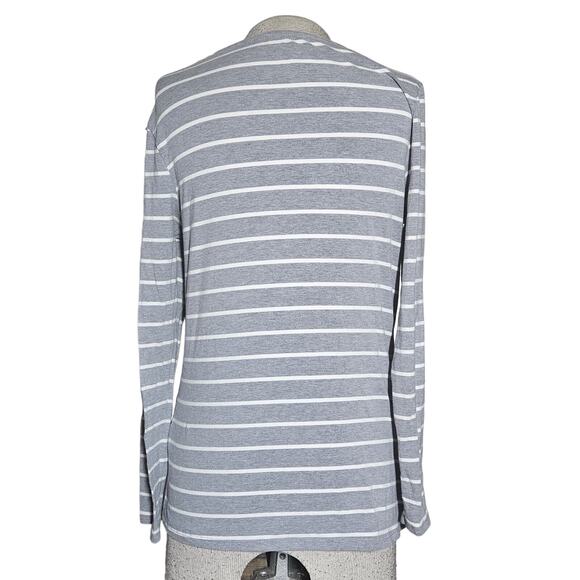 Grey and White Striped Long Sleeve Top Size 10/Small - Picture 2 of 4